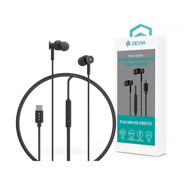 Devia ST108776 Smart Series M1 Metal In-Ear Type-C fekete sztereó fülhallgató