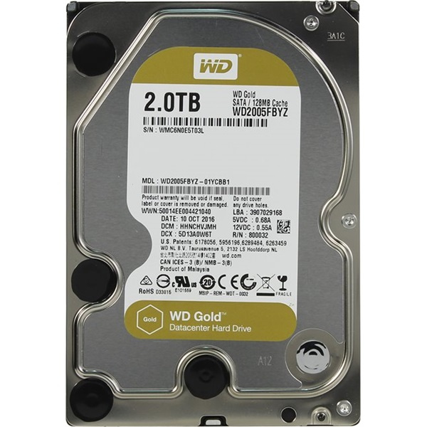 Western Digital 3,5" 2000GB belső SATAIII 7200RPM 128MB Gold WD2005FBYZ winchester